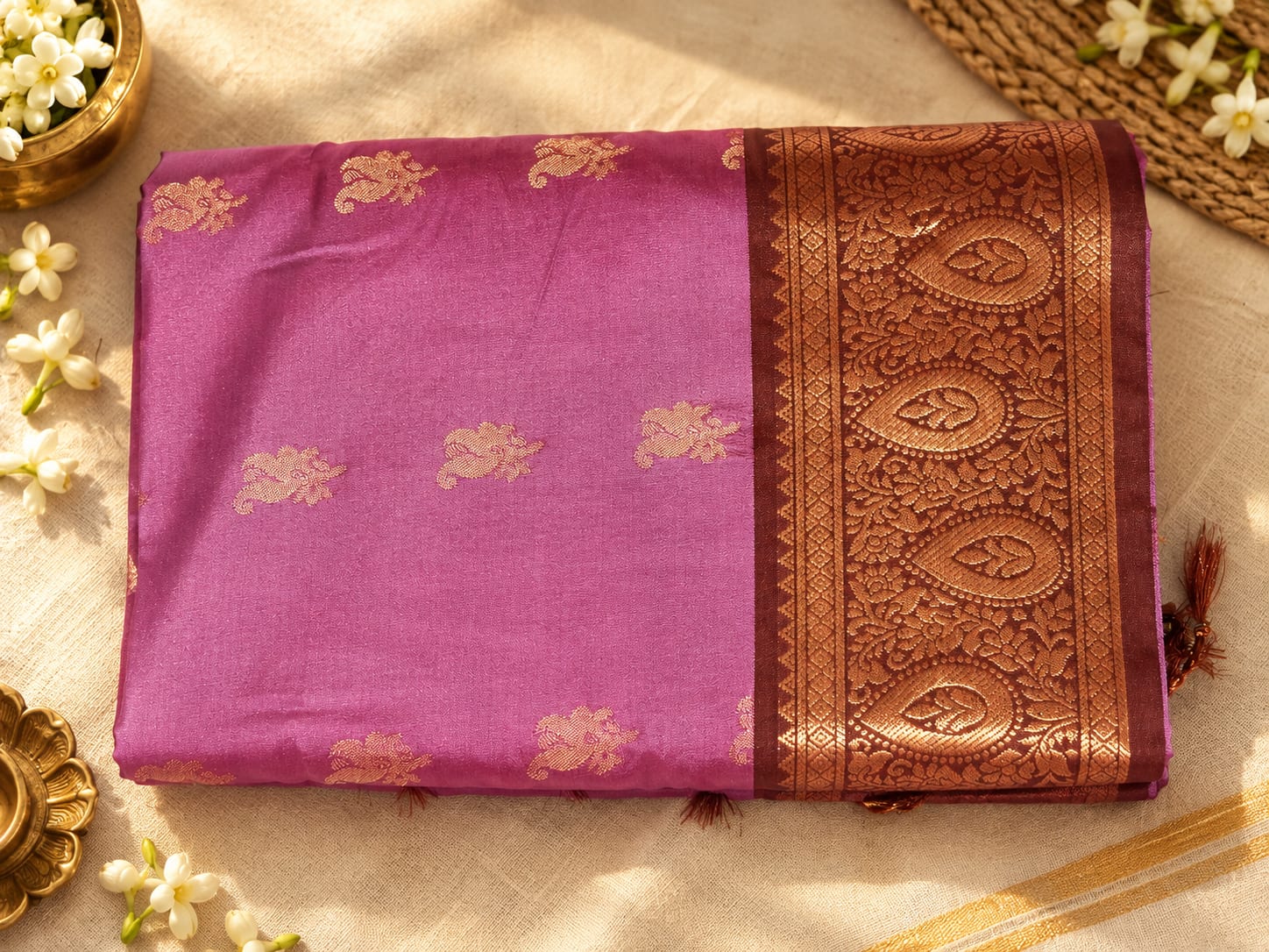 Royal Mauve Paisley Zari Saree