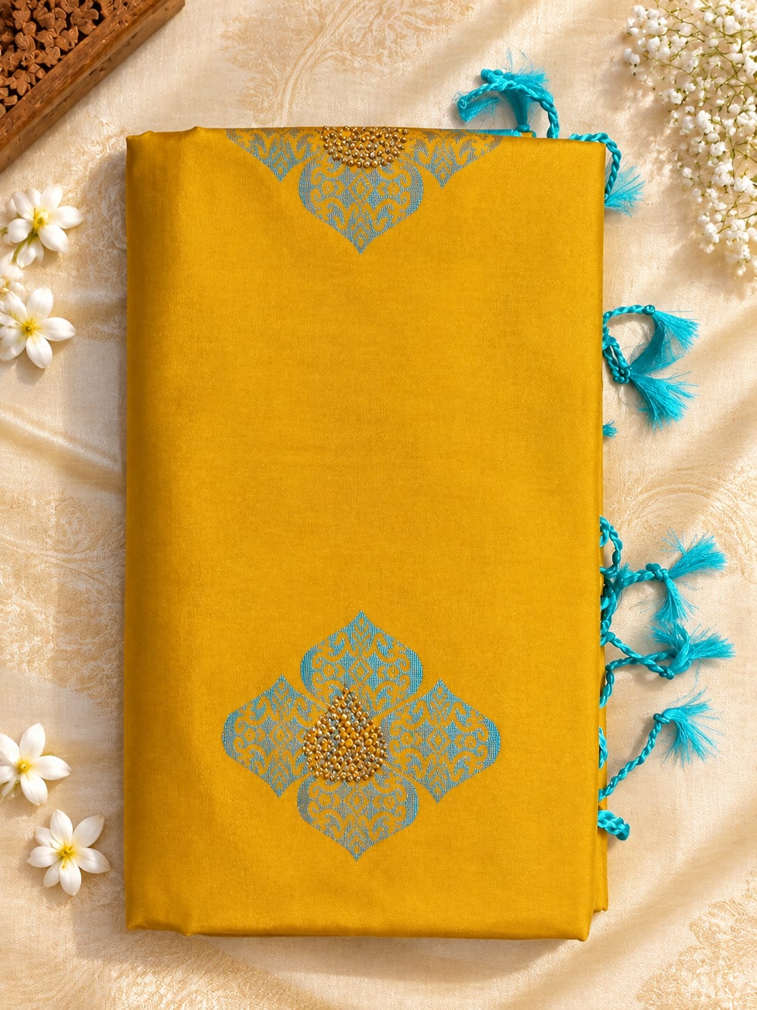 Turquoise Sunshine Zari Silk Saree