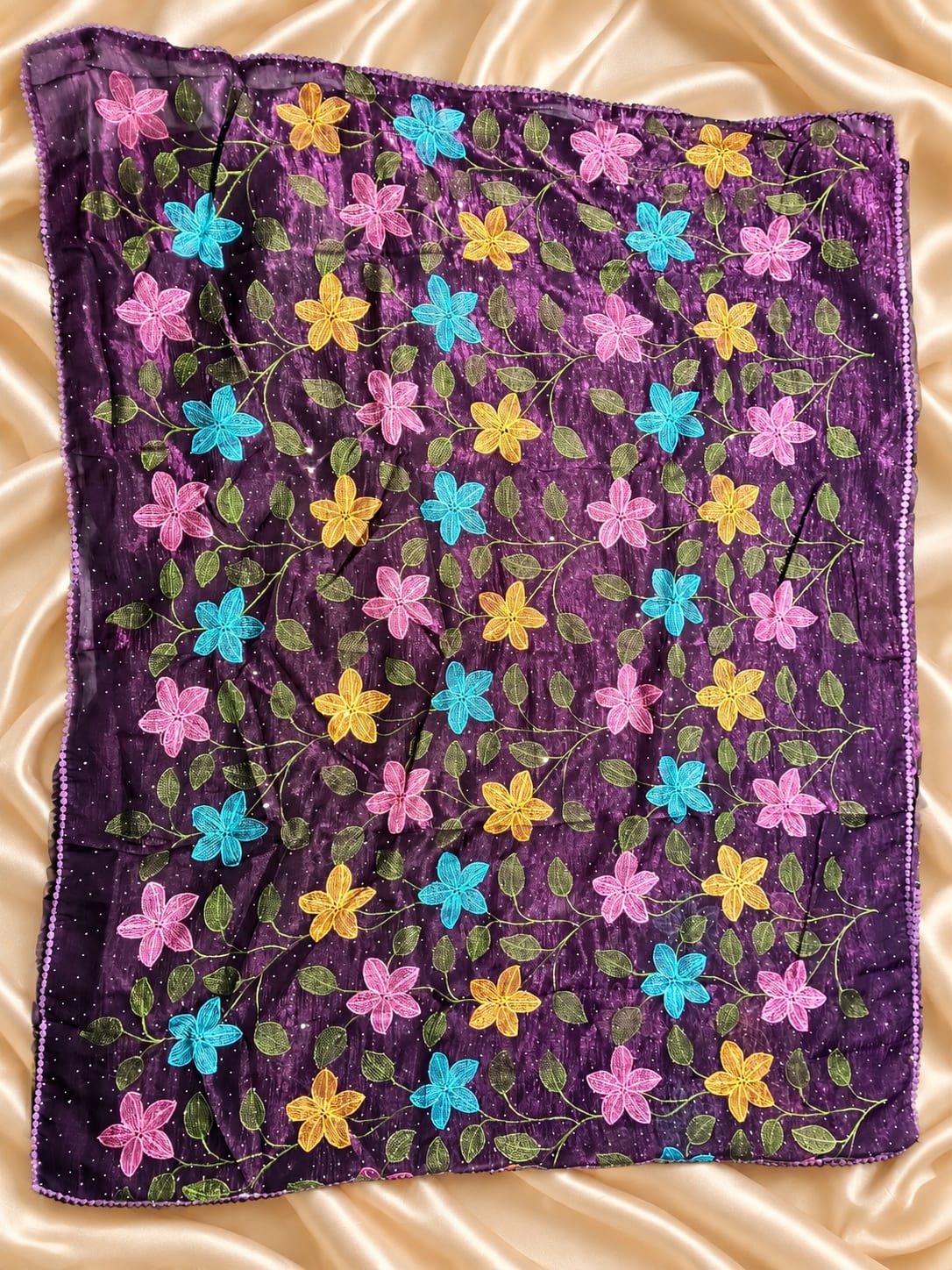 Royal Purple Georgette Floral Saree