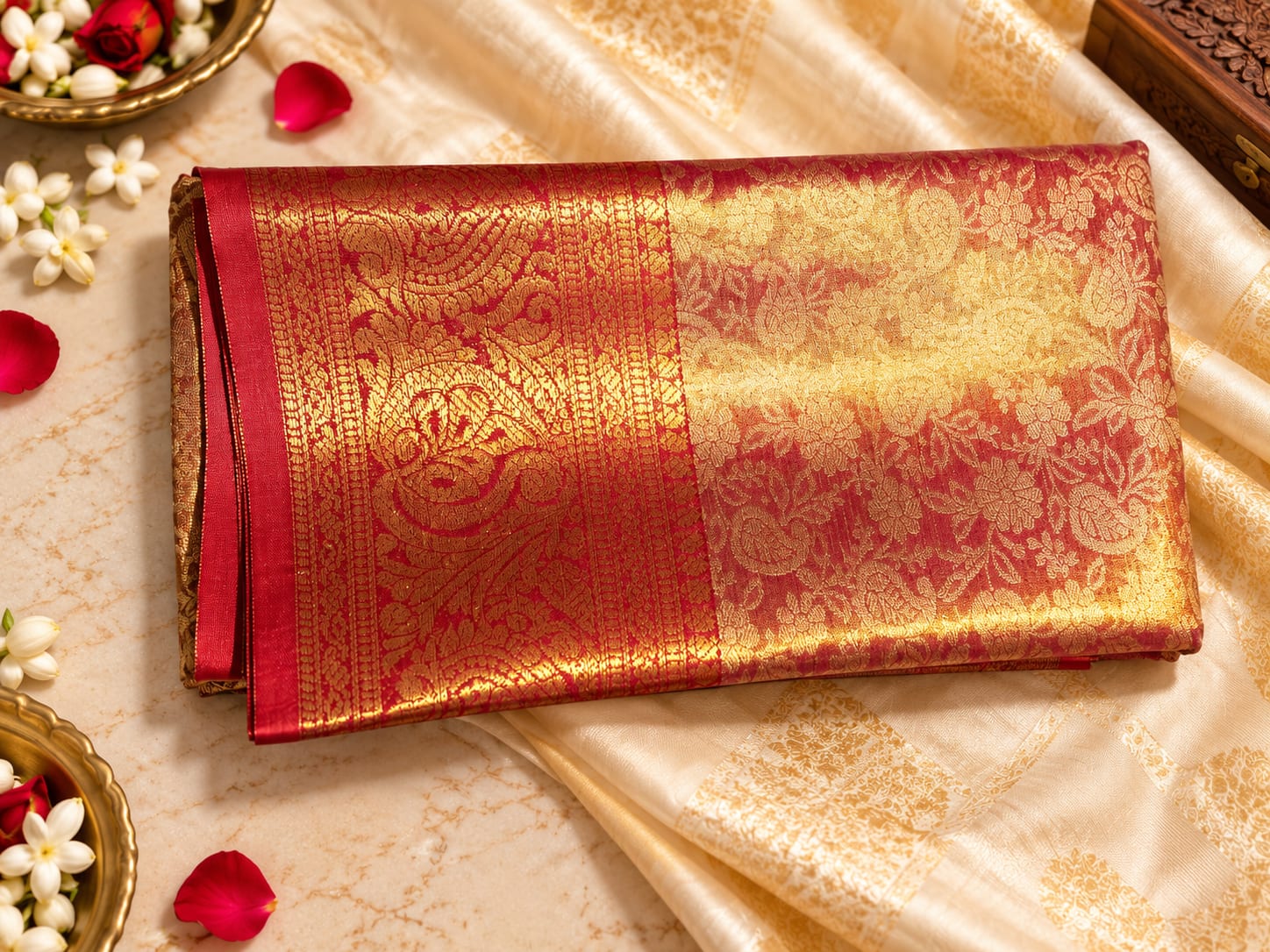 Ruby Gold Tissue Zari Saree