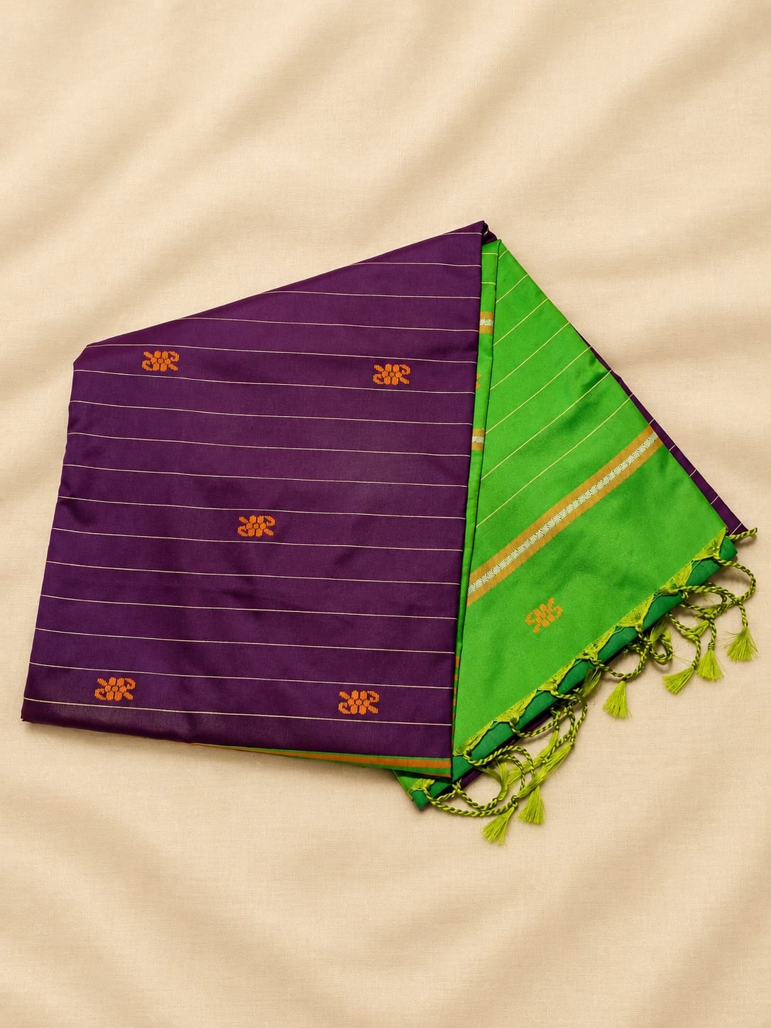Royal Purple & Emerald Green Soft Silk Saree